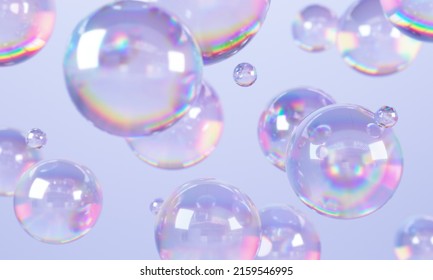 Abstract glass bubbles composition. 3d rendering.