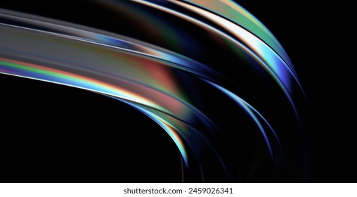 Abstract glass shape on black background, 3d render - Powered by Shutterstock