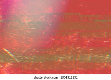 Abstract Glitch Art Background Illustration With Old Style Grunge Effect. Tv Screen Error, Vhs Camcorder And Radio Waves Background.