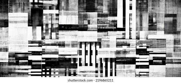 Abstract Glitch Background, Glitch Error Monitor Screen. Texture From Plygon Cells. Black And White Displacement Map Texture.