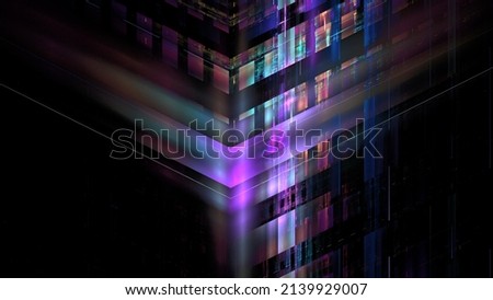 Abstract glowing background digital technology. Hi tech digital interior data center server, business technology blurred Polygonal geometric matrix space, 3D render