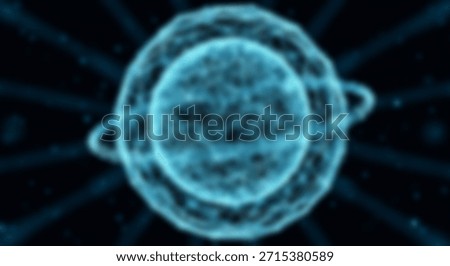 Abstract glowing blue cell structure with nucleus with concept science and technology.