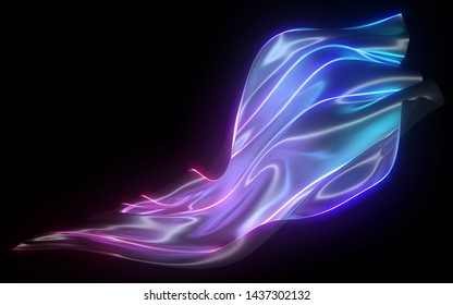 Abstract glowing lines on a black background. 3d rendering image. - Shutterstock ID 1437302132
