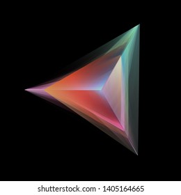 Abstract Glowing Multicolor Tetrahedron Isolated On Black Background