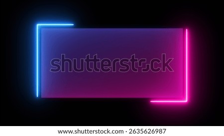 Abstract glowing neon rectangle border frame looping background. Neon effect rectangle frame Loop background 4K