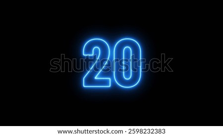 Abstract glowing neon text countdown 20 number illustration background 4K resolution.