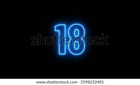 Abstract glowing neon text countdown 18 number illustration background 4K resolution.