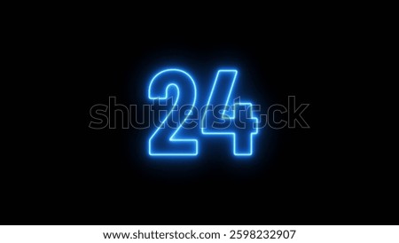 Abstract glowing neon text countdown 24 number illustration background 4K resolution.