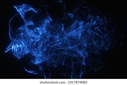 Abstract glowing particles, 3d rendering. Digital drawing.