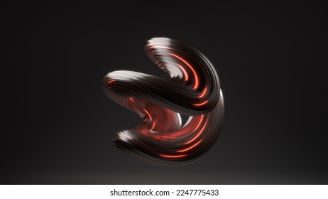 Abstract Glowing Swirl, 3d Render, Abstract Art, Background, Orange glow glare, glossy material