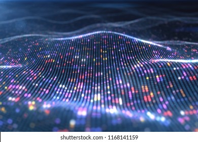 Abstract glowing virtual neural network. Futuristic coding or Artificial Intelligence concept 3d illustration