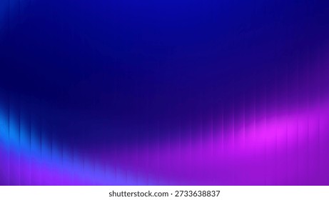 Abstract glowing wave effect with blue and purple hues, soft lighting and lens flare. Futuristic background with ribbed texture.