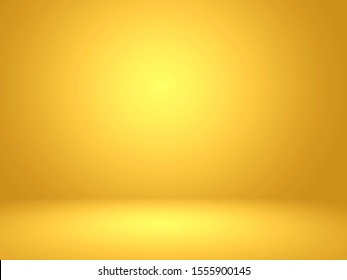 
Abstract gold gradient spotlight room texture background. 
Studio backdrop wallpaper light room wall golden and empty space. Color yellow decor display products illustration 3d background. 