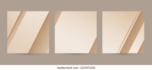 Abstract Gold Luxury Background Template. Instagram Social Media Post Background Set For Beauty, Jewelry, Wedding, Make Up.