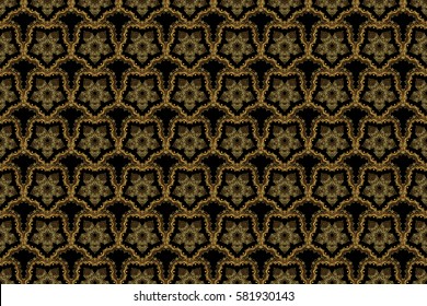 Abstract golden background in black and golden colors for invitation template. Raster golden seamless pattern.