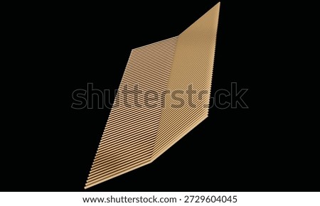 Abstract Golden Geometric Parallel Lines, 3D Minimalist Architectural Pattern on Black