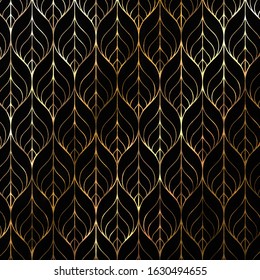 Abstract golden illustration in 1920s style. Geometric seamless patterns with ornament in art deco style.Design template for texture, postcard, poster. Modern luxury golden on a black background. - Powered by Shutterstock