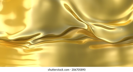 Abstract golden waved cloth background.