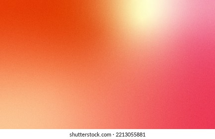 Abstract Gradient Blurred Background With Grainy Texture Overlay. Noise Effect. Flashes Yellow, Red, Pink Of Spots Of Light. Design Colorful Mesh Banner 