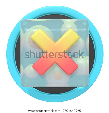 Abstract Gradient cross Mark on Glassy Button
