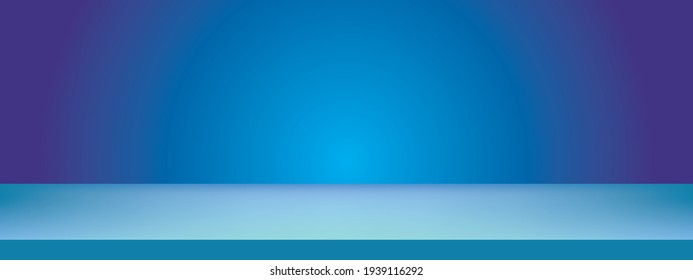 Abstract Gradient Of Dark Blue Background With Blue Table Design, Studio, Room, Web Template.