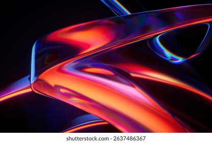 Abstract gradient glass geometry background, 3d rendering. 3D illustration.