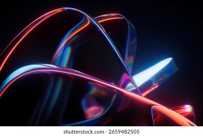 Abstract gradient glass geometry background, 3d rendering. 3D illustration.