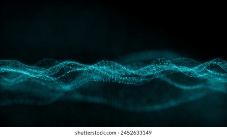 Abstract gradient hologram dynamic wave of particles. Digital technology and music background - Powered by Shutterstock