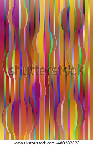 Abstract of gradient stripes and striped bubbles with tropical tones for decoration and background (one of a series of eighteen)