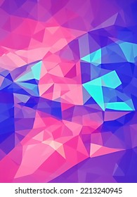 Abstract Gradient Triangle Background With Different Color. Programmed Pattern.