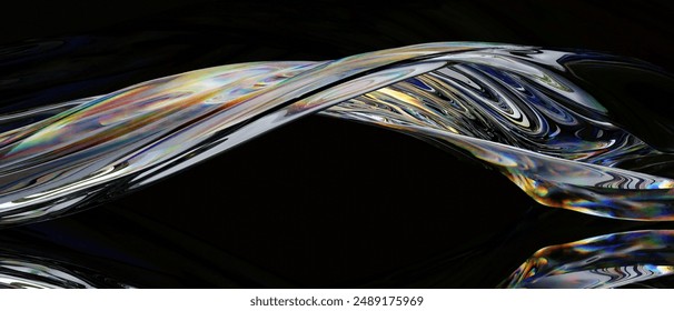 Abstract gradient wave chromatic dispersion spectral effect. 3d rendering
