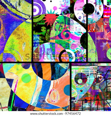 abstract graffiti collage, digital painting