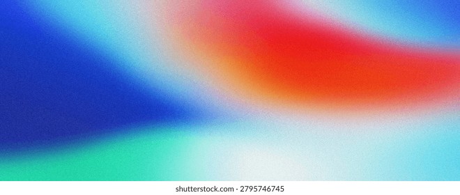 Abstract grain gradient background showing waves of blue and red colors with soft light textures creating artistic mesh wallpaper for modern graphic projects.
