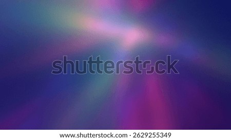 Abstract grainy background of strobe lights. Prism blur rays in blue, violet, soft pink, light green colours. Noise texture. Defocused disco ball reflections. Explosion of rainbow multicolored beams