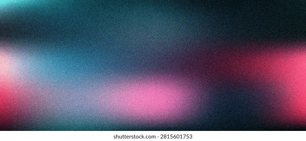 Abstract grainy gradient background, with blended teal, dark blue, and, vibrant pink colors, in a soft, hazy composition