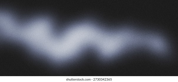 Abstract grainy texture background featuring a soft wavy blue to white color gradient on a dark backdrop