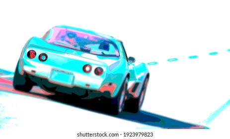 Abstract Graphic Of The Backside Of A Vintage Sportscar