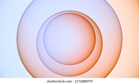 Abstract Graphic Gradient Circle Pastel Background In Blue And Orange. Concept 3D Illustration For Teaser Trailer Product Sales Showcase Ad Templates With Minimalist Elegant Announcement Copy Space