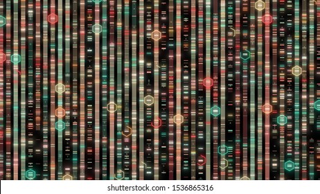 Abstract Graphic Of Human Genome Dna Sequencing Analysis, Sequencing DNA Means Determining The Order Of The Four Chemical Building Blocks Called Bases