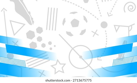 Abstract graphic pattern with sport theme elements and geometric shapes on white