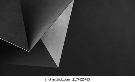 Abstract gray geometric shapes of triangles paper. Concrete gray background. 3d Rendering
