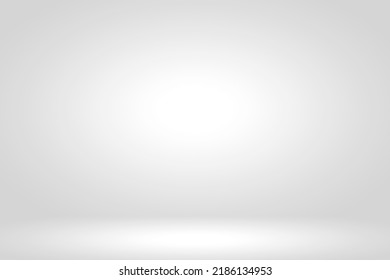 Abstract Gray Gradient Spotlight Curve Line Room Perspective Texture Background. 
Studio Backdrop Wallpaper Light Radius Wall White And Empty Space.