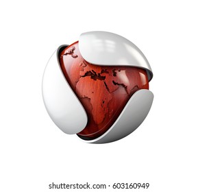 Abstract gray leaf with wood sphere logo. isolated on white, 3d Illustration - Powered by Shutterstock