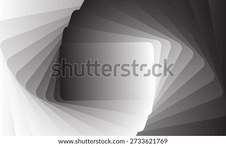 Abstract grayscale geometric vortex tunnel with soft light emanating from the center creating a sense of depth and infinite perspective with smooth layered gradients and a surreal futuristic