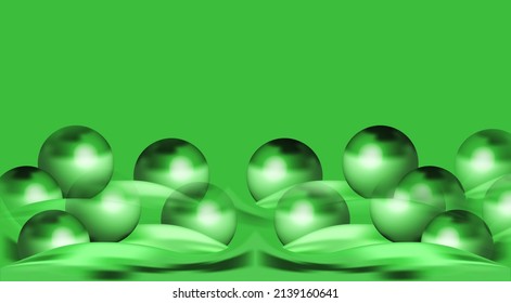 Abstract Green Background With Blur Balls. Innovation Technology. Luxury Backdrop. Geometric Digital Art Screen. Sustainability Push Concept. Copy Space. Environmental Social Corporate Governance. ECG