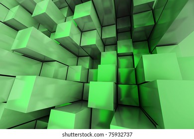 abstract green cubes background