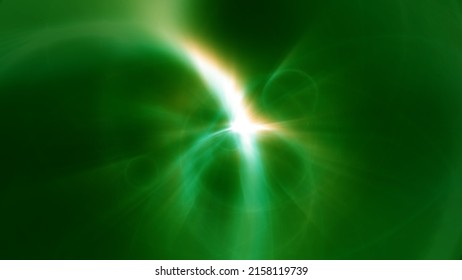 Abstract Green Energy Background With Summer Sun Rays And Lens Flare. 3D Illustration Backdrop Template For Sustainable Resources And Renewable Power For Carbon Dioxide Neutral Product Showcase.