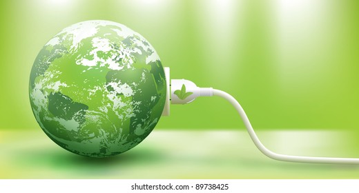 Abstract Green Energy Concept With Green Earth And Plug