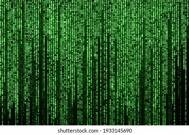 Abstract green futuristic background. Html or binary code and computer technology concept.