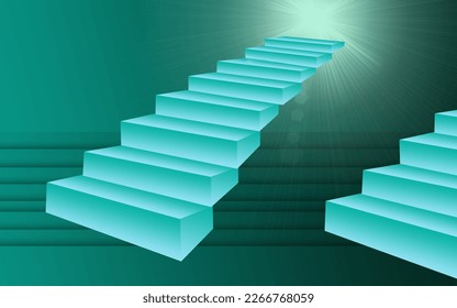 abstract green gradient background stairs corridor to exit and sunlight for presentation   design publications